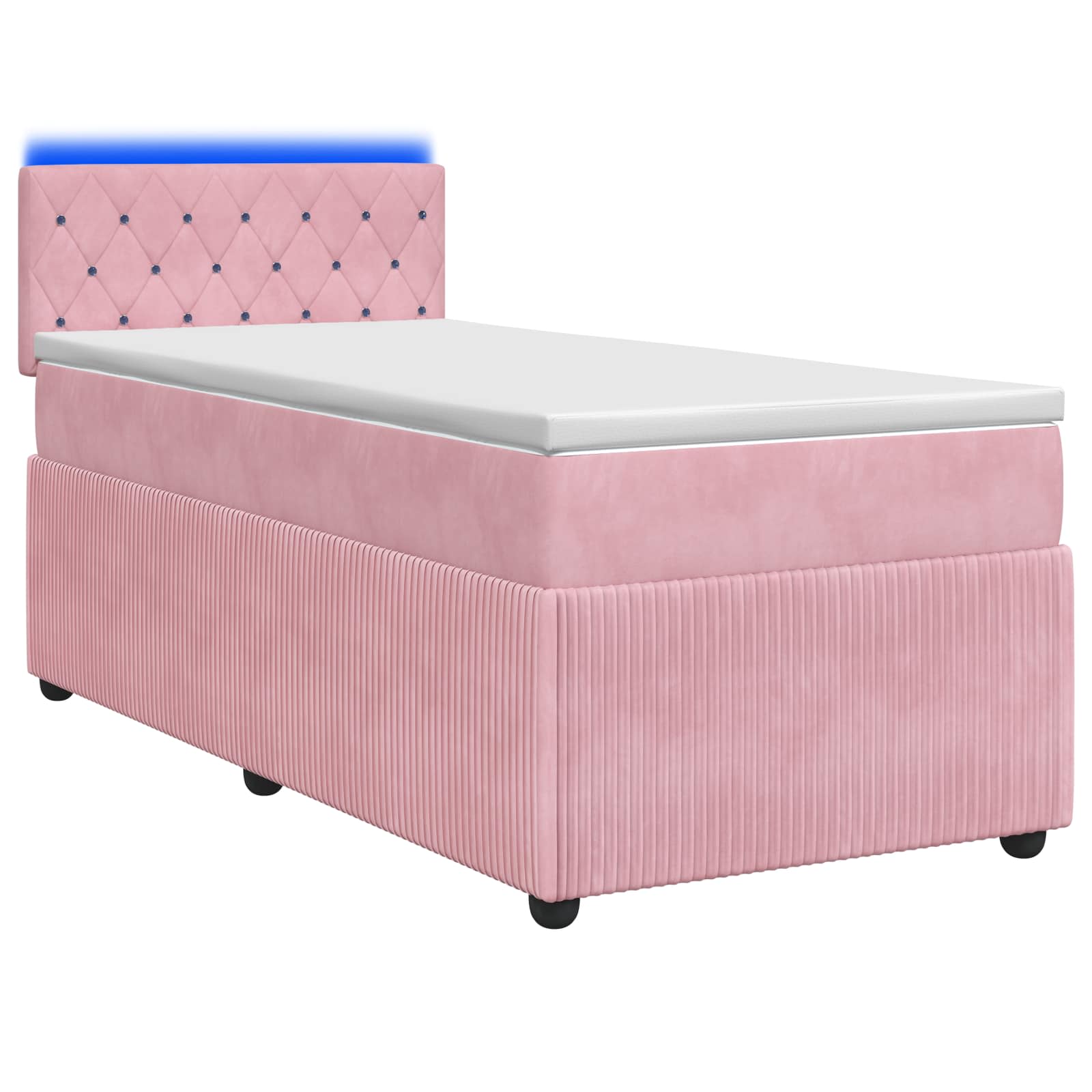 Κρεβάτι box spring με στρώμα Ροζ 100 x 200 cm Βελούδο - Pakobazaar