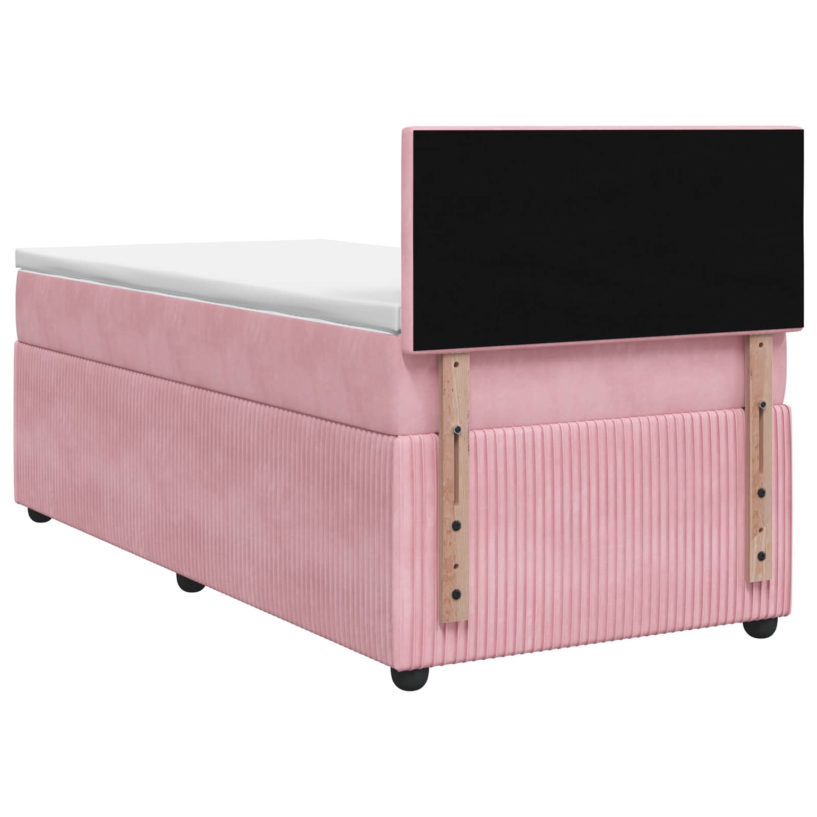 Κρεβάτι box spring με στρώμα Ροζ 100 x 200 cm Βελούδο - Pakobazaar