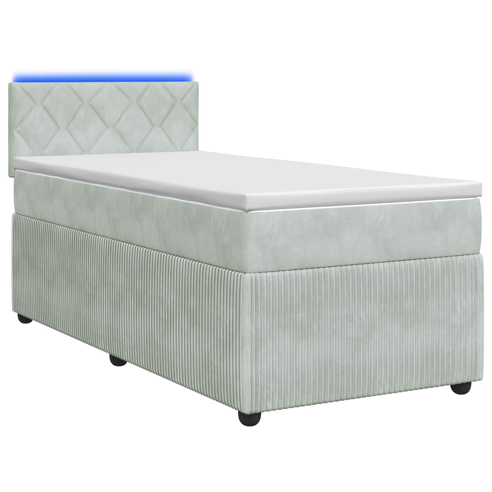 Κρεβάτι box spring με στρώμα Ανοιχτό γκρι 100 x 200 cm Βελούδο