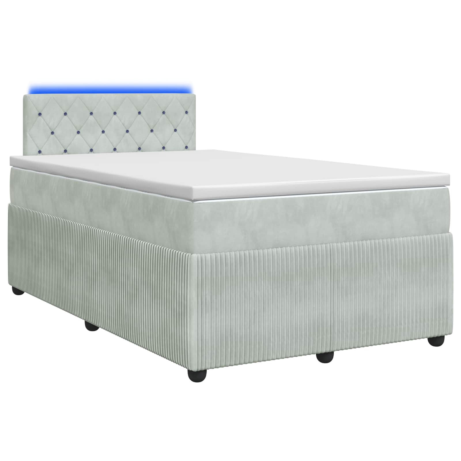 Κρεβάτι box spring με στρώμα Ανοιχτό γκρι 120 x 190 cm Βελούδο - Pakobazaar