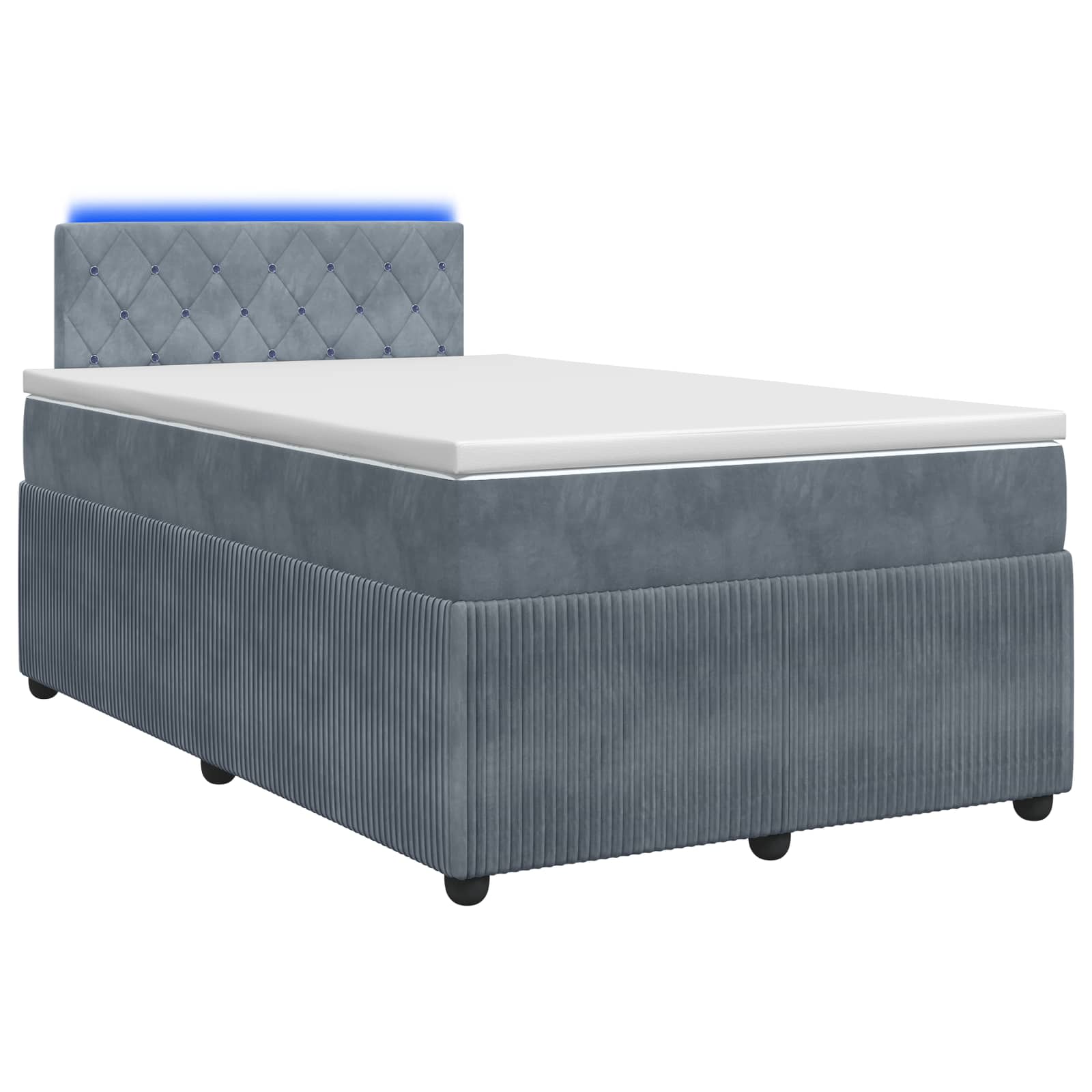 Κρεβάτι box spring με στρώμα Σκούρο Γκρι 120 x 190 cm Βελούδο - Pakobazaar