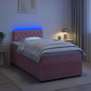 Κρεβάτι box spring με στρώμα Ροζ 120 x 190 cm Βελούδο - Pakobazaar