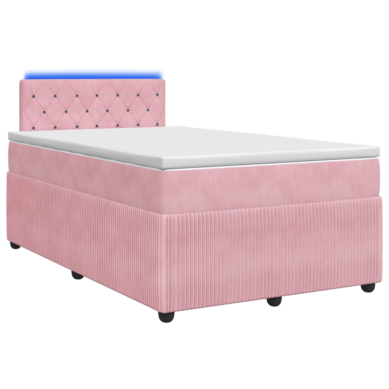 Κρεβάτι box spring με στρώμα Ροζ 120 x 190 cm Βελούδο - Pakobazaar