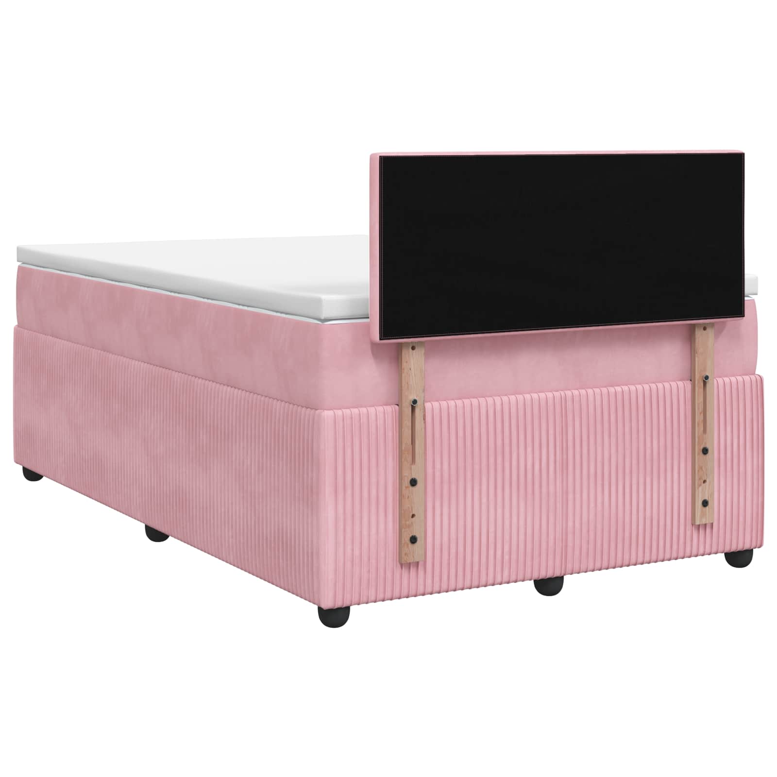 Κρεβάτι box spring με στρώμα Ροζ 120 x 190 cm Βελούδο - Pakobazaar