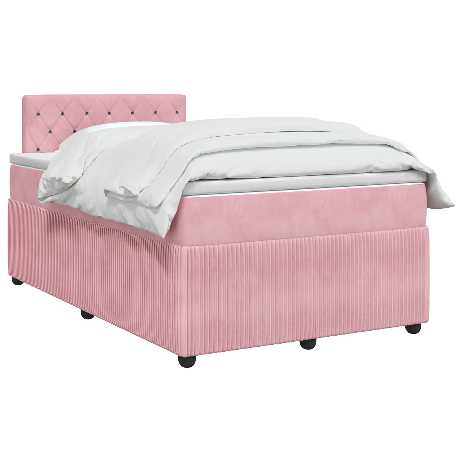 Κρεβάτι box spring με στρώμα Ροζ 120 x 190 cm Βελούδο - Pakobazaar
