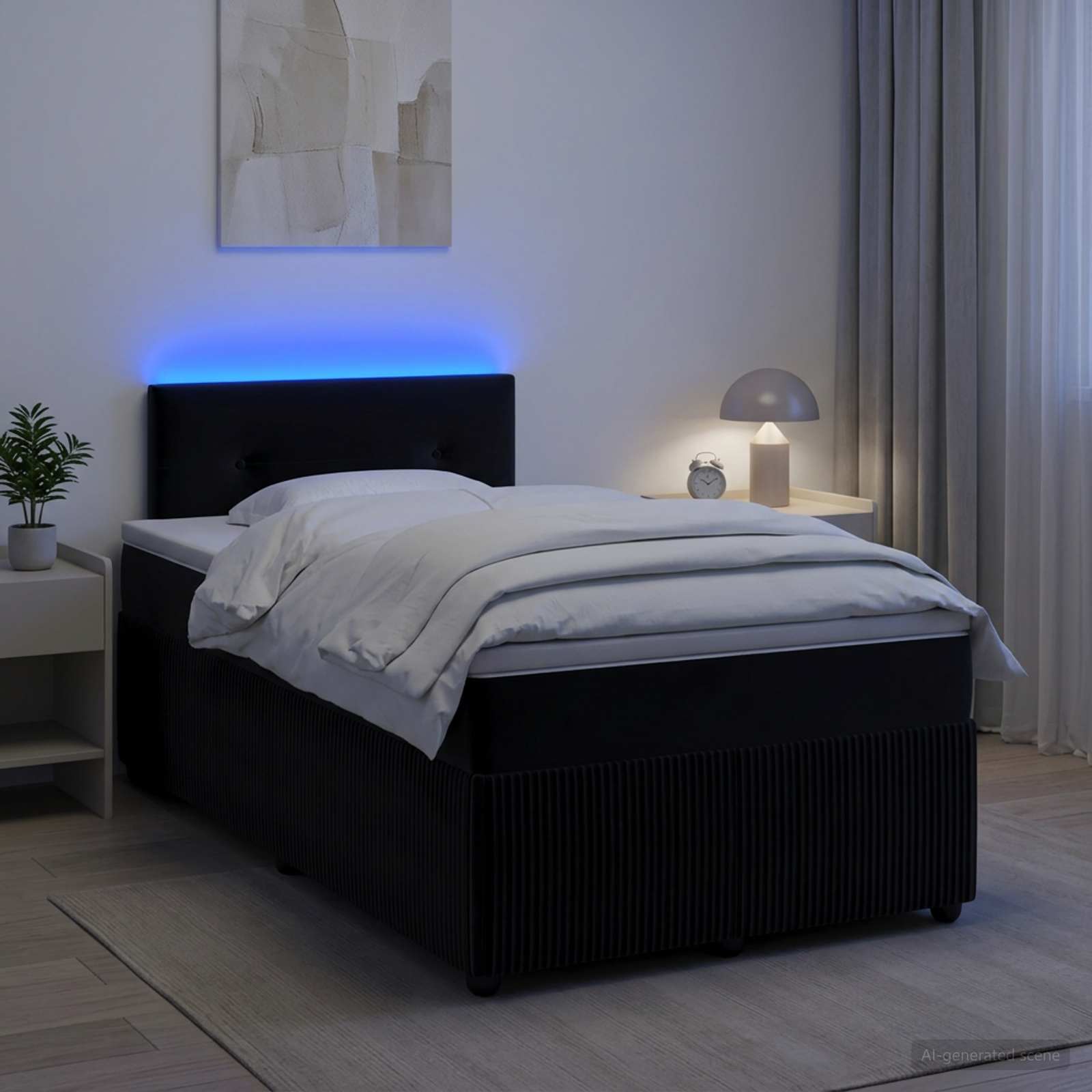 Κρεβάτι box spring με στρώμα Μαύρο 120 x 200 cm Βελούδο