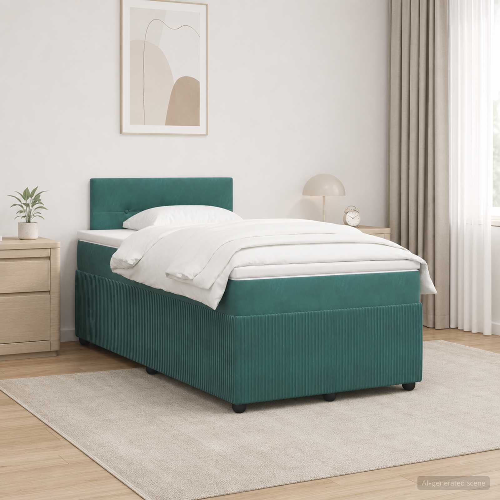 Κρεβάτι box spring με στρώμα Σκούρο Πράσινο 120 x 200 cm