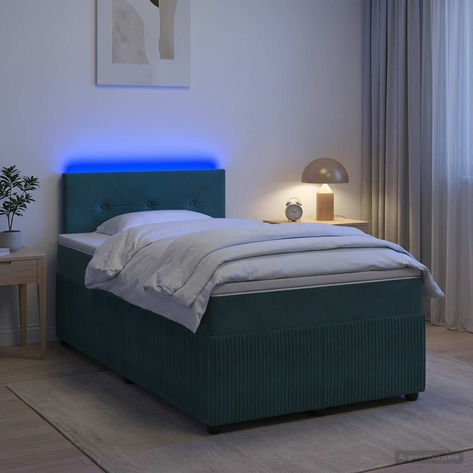 Κρεβάτι box spring με στρώμα Σκούρο Πράσινο 120 x 190 cm