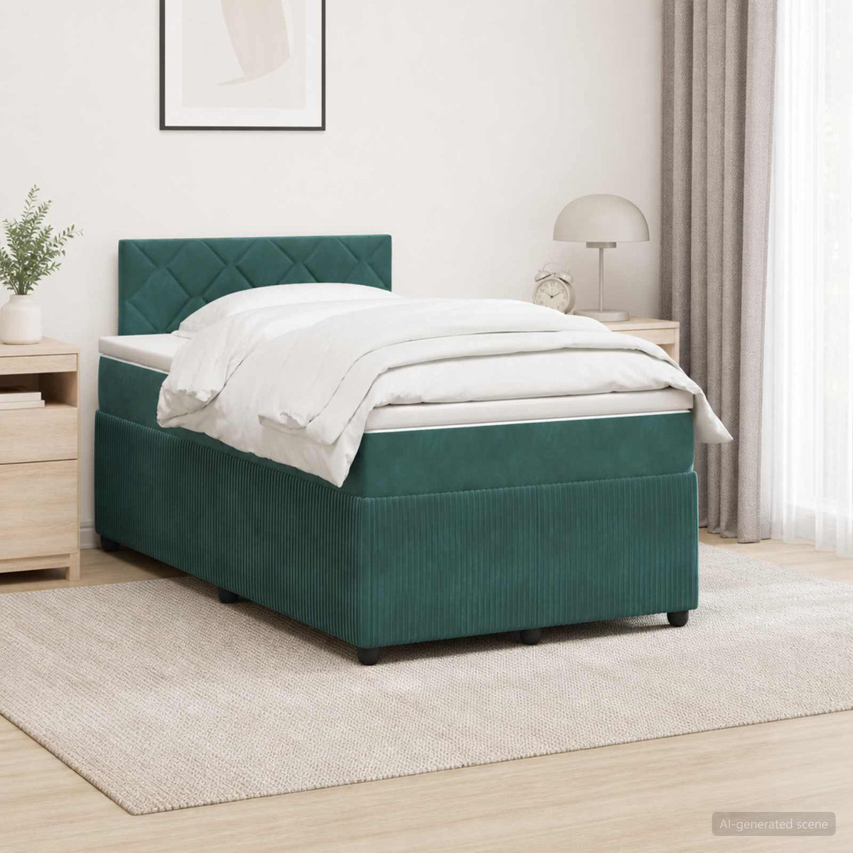Κρεβάτι box spring με στρώμα Σκούρο Πράσινο 120 x 190 cm - Pakobazaar
