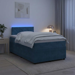 Κρεβάτι box spring με στρώμα Μπλε 120 x 200 cm Βελούδο