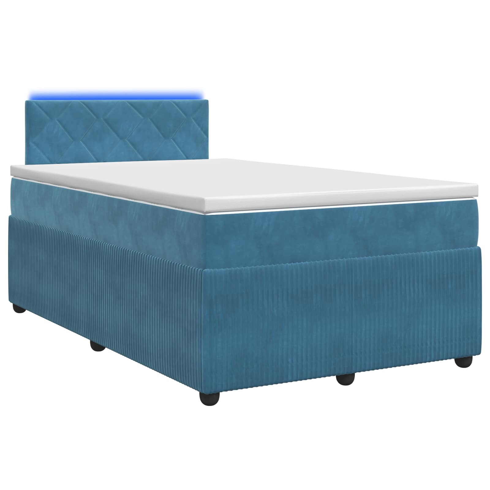 Κρεβάτι box spring με στρώμα Μπλε 120 x 190 cm Βελούδο - Pakobazaar