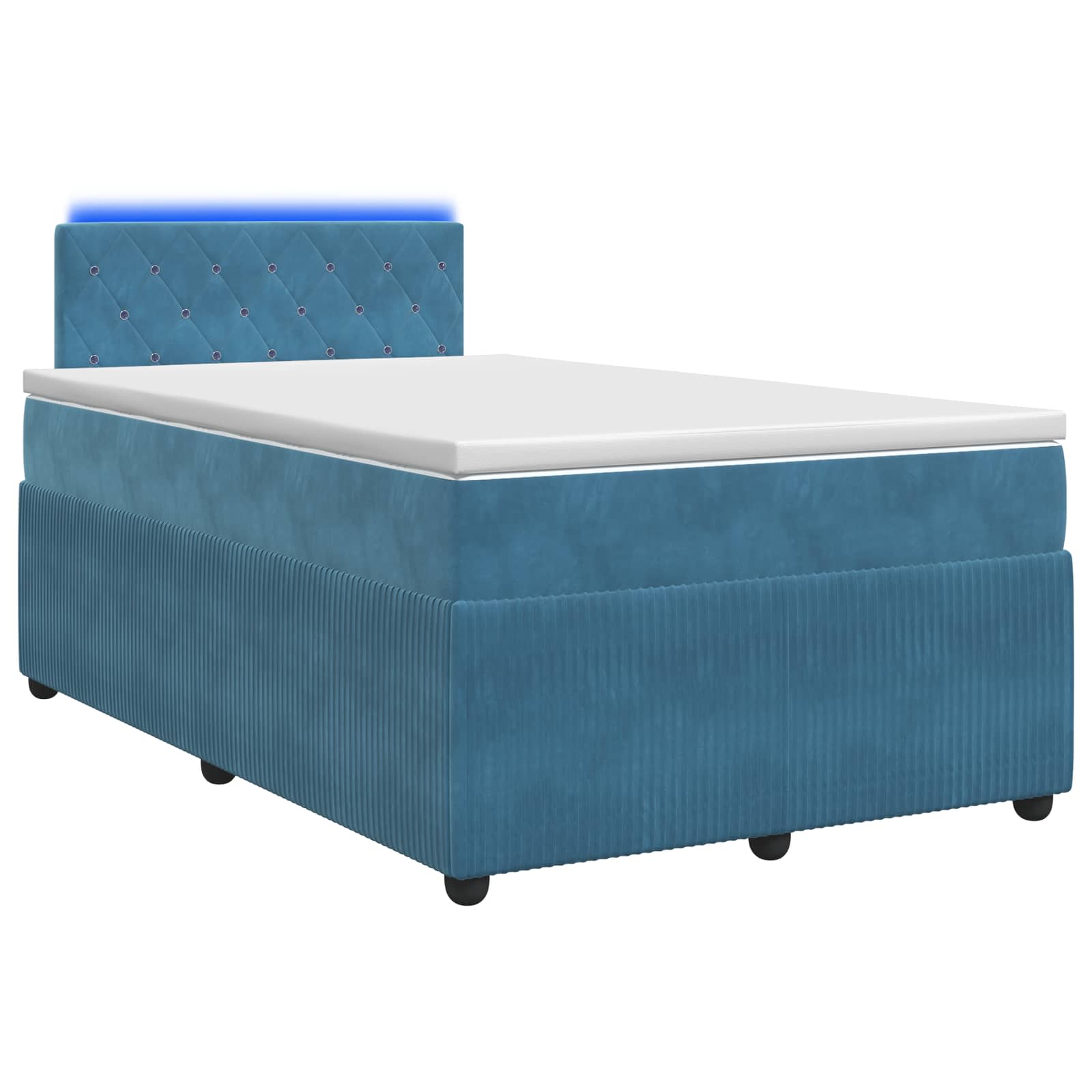 Κρεβάτι box spring με στρώμα Μπλε 120 x 200 cm Βελούδο