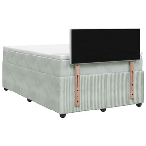 Κρεβάτι box spring με στρώμα Ανοιχτό γκρι 120 x 200 cm Βελούδο - Pakobazaar