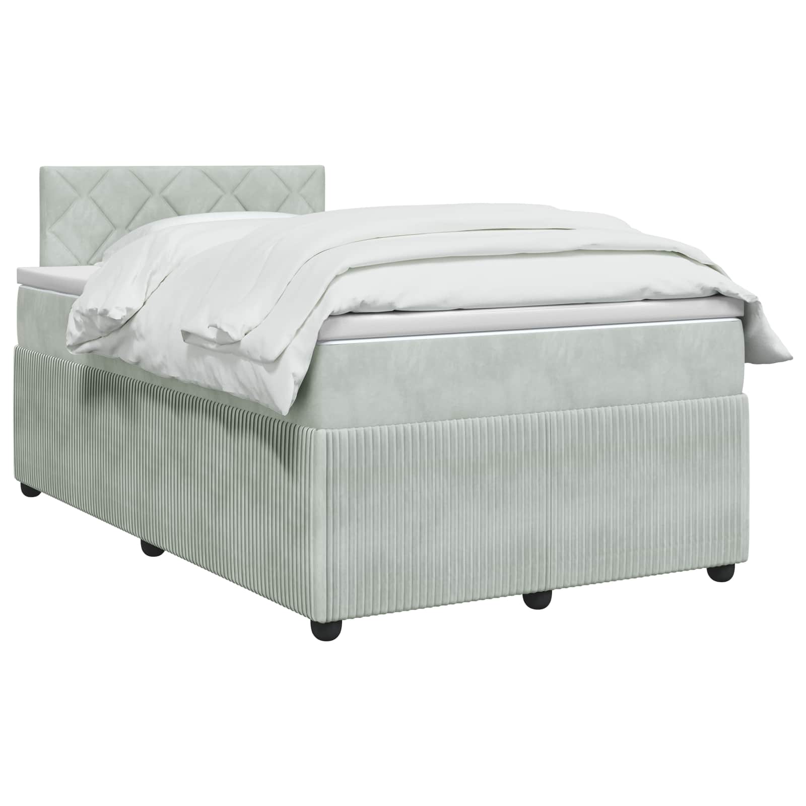 Κρεβάτι box spring με στρώμα Ανοιχτό γκρι 120 x 200 cm Βελούδο - Pakobazaar