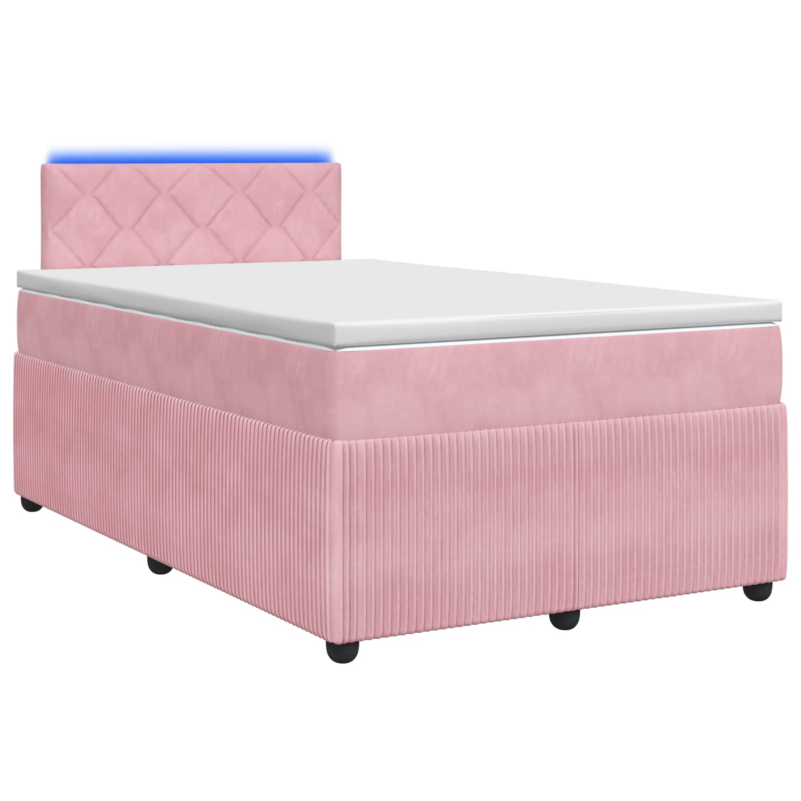Κρεβάτι box spring με στρώμα Ροζ 120 x 200 cm Βελούδο - Pakobazaar