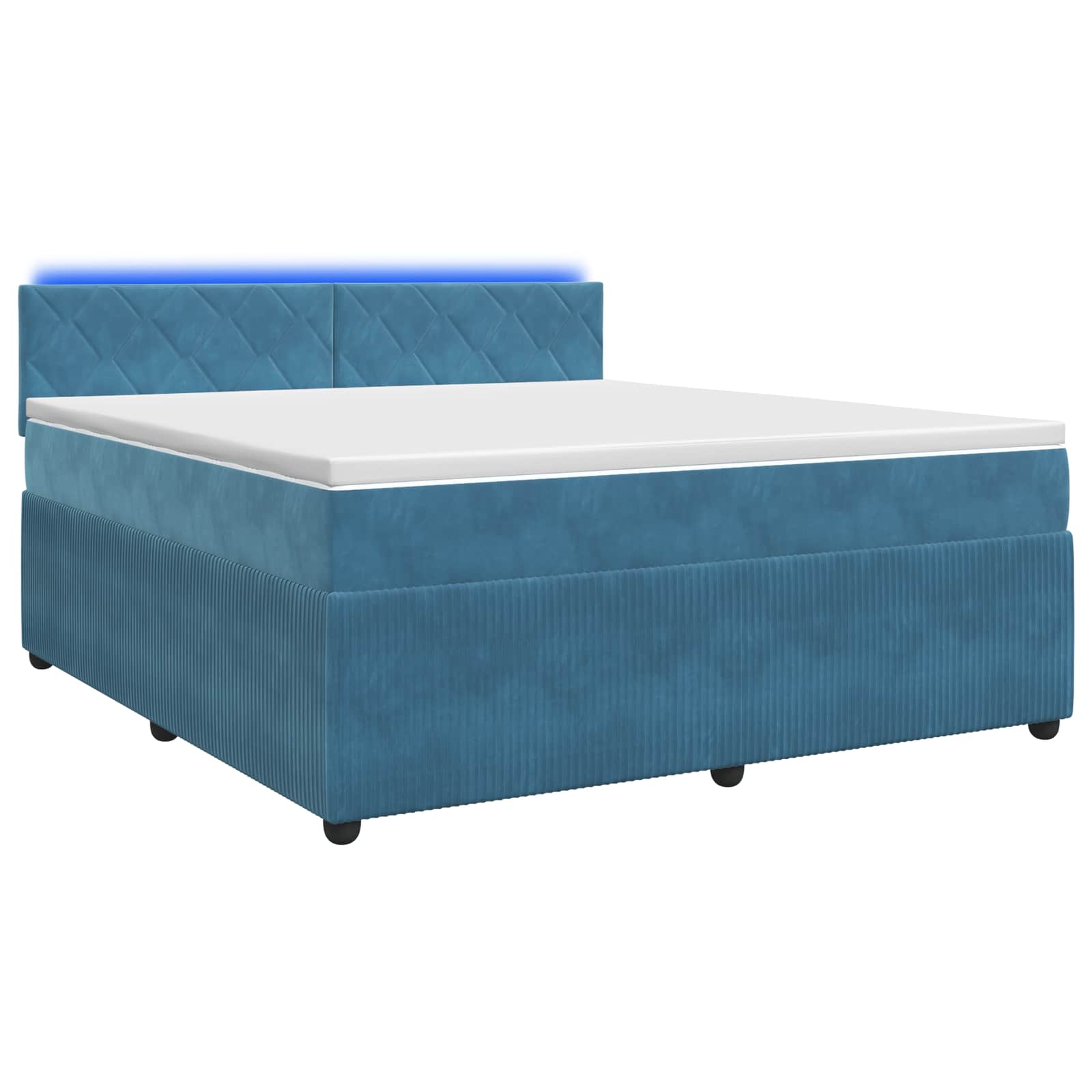 Κρεβάτι box spring με στρώμα Μπλε 140 x 200 cm Βελούδο