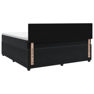 Κρεβάτι box spring με στρώμα Μαύρο 160 x 200 cm Βελούδο - Pakobazaar