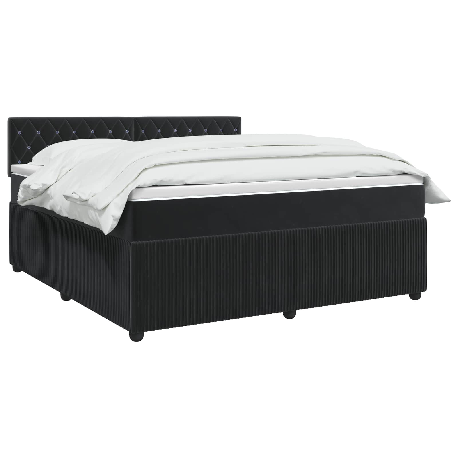 Κρεβάτι box spring με στρώμα Μαύρο 160 x 200 cm Βελούδο - Pakobazaar