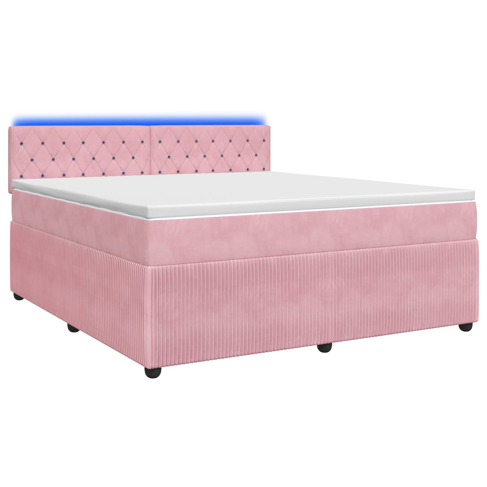 Κρεβάτι box spring με στρώμα Ροζ 160 x 200 cm Βελούδο - Pakobazaar