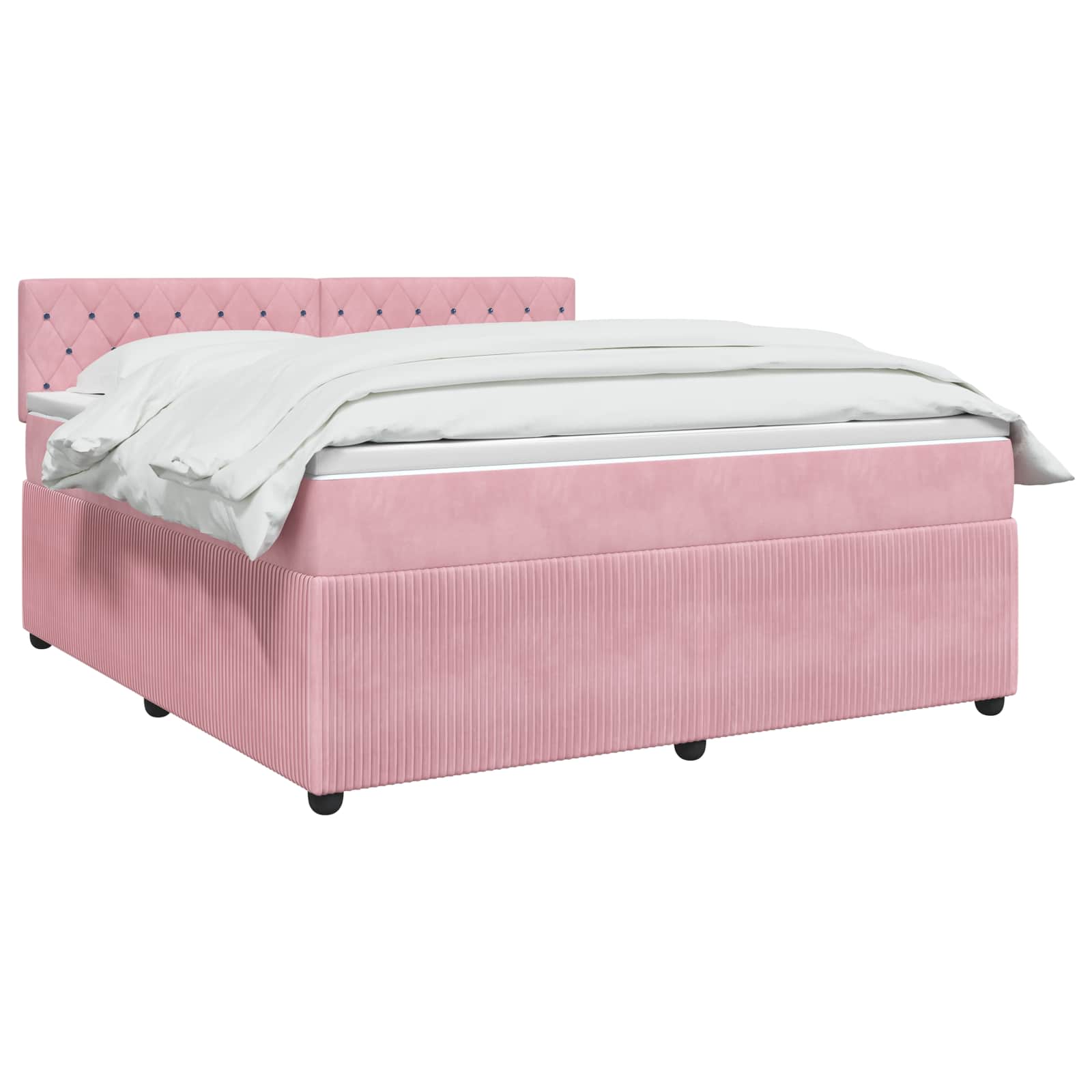 Κρεβάτι box spring με στρώμα Ροζ 160 x 200 cm Βελούδο - Pakobazaar