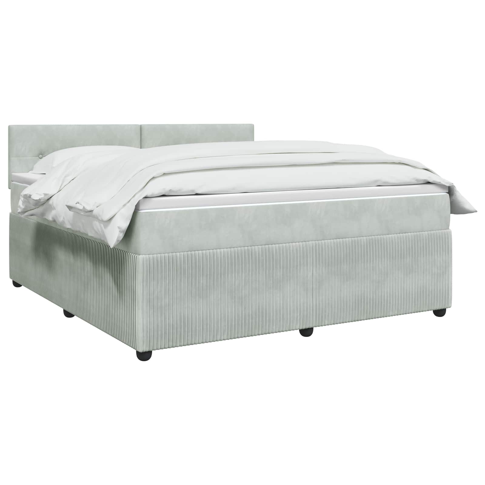 Κρεβάτι box spring με στρώμα Ανοιχτό γκρι 160 x 200 cm Βελούδο