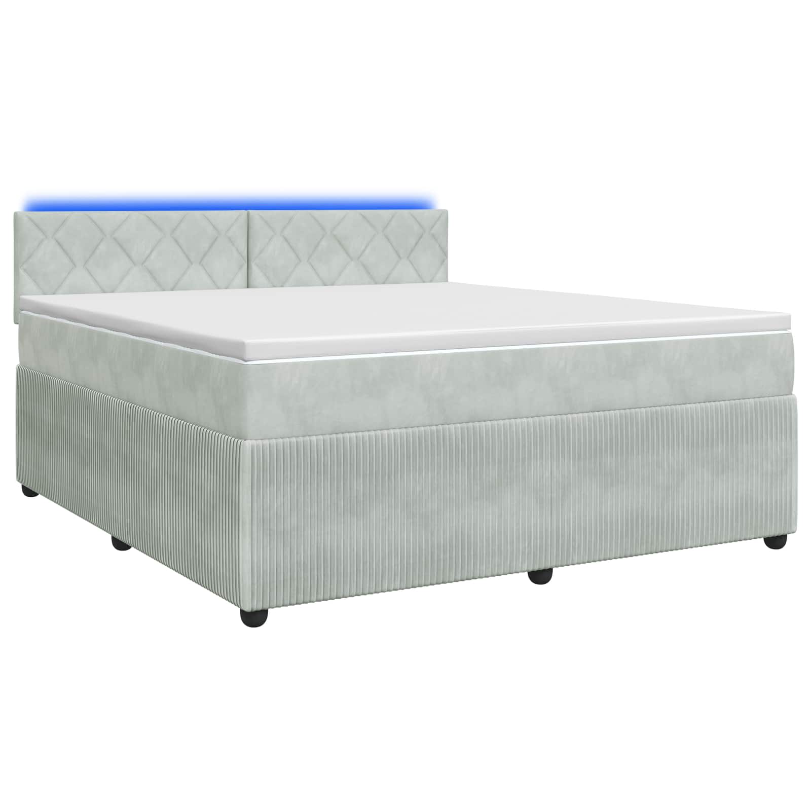 Κρεβάτι box spring με στρώμα Ανοιχτό γκρι 160 x 200 cm Βελούδο - Pakobazaar