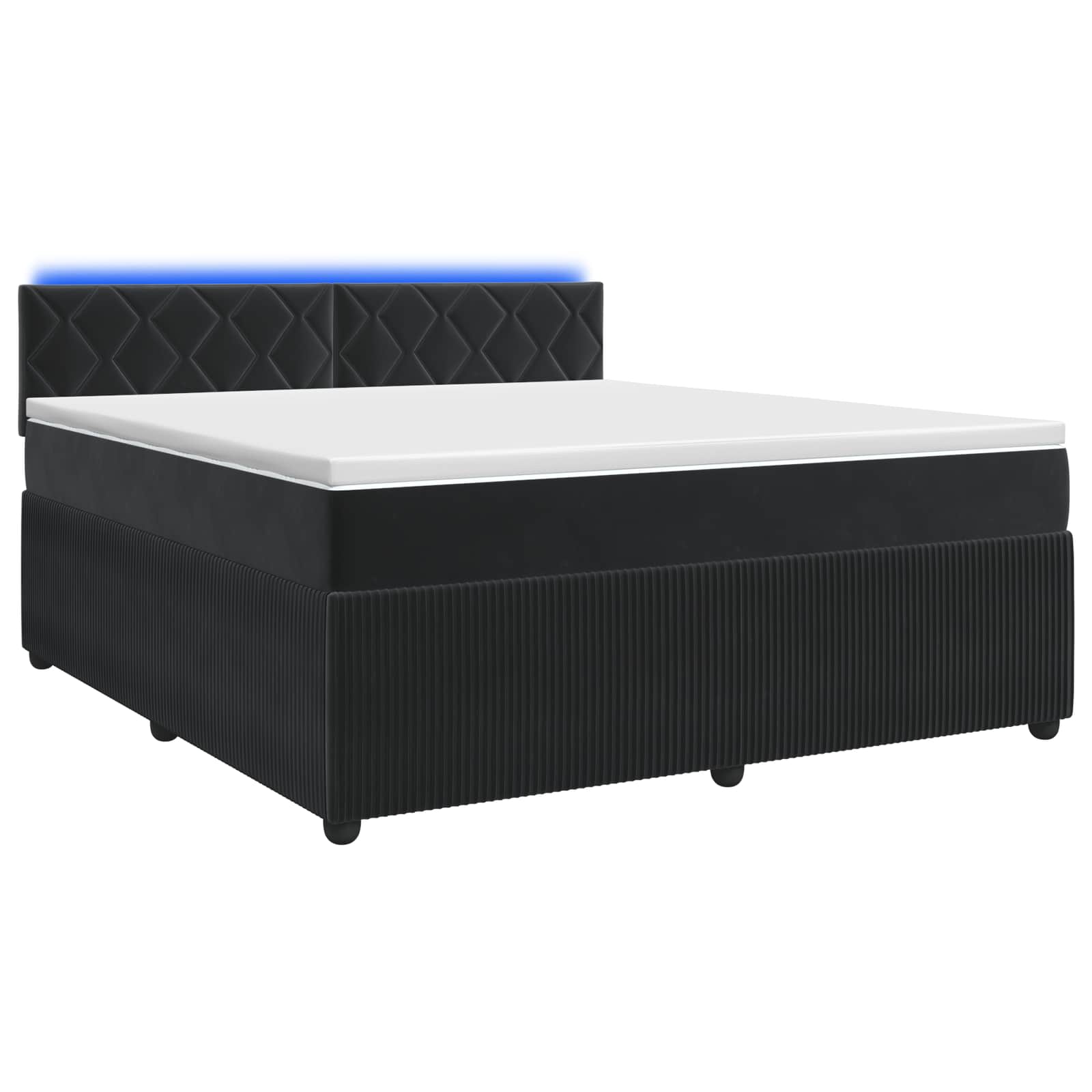 Κρεβάτι box spring με στρώμα Μαύρο 160 x 200 cm Βελούδο - Pakobazaar