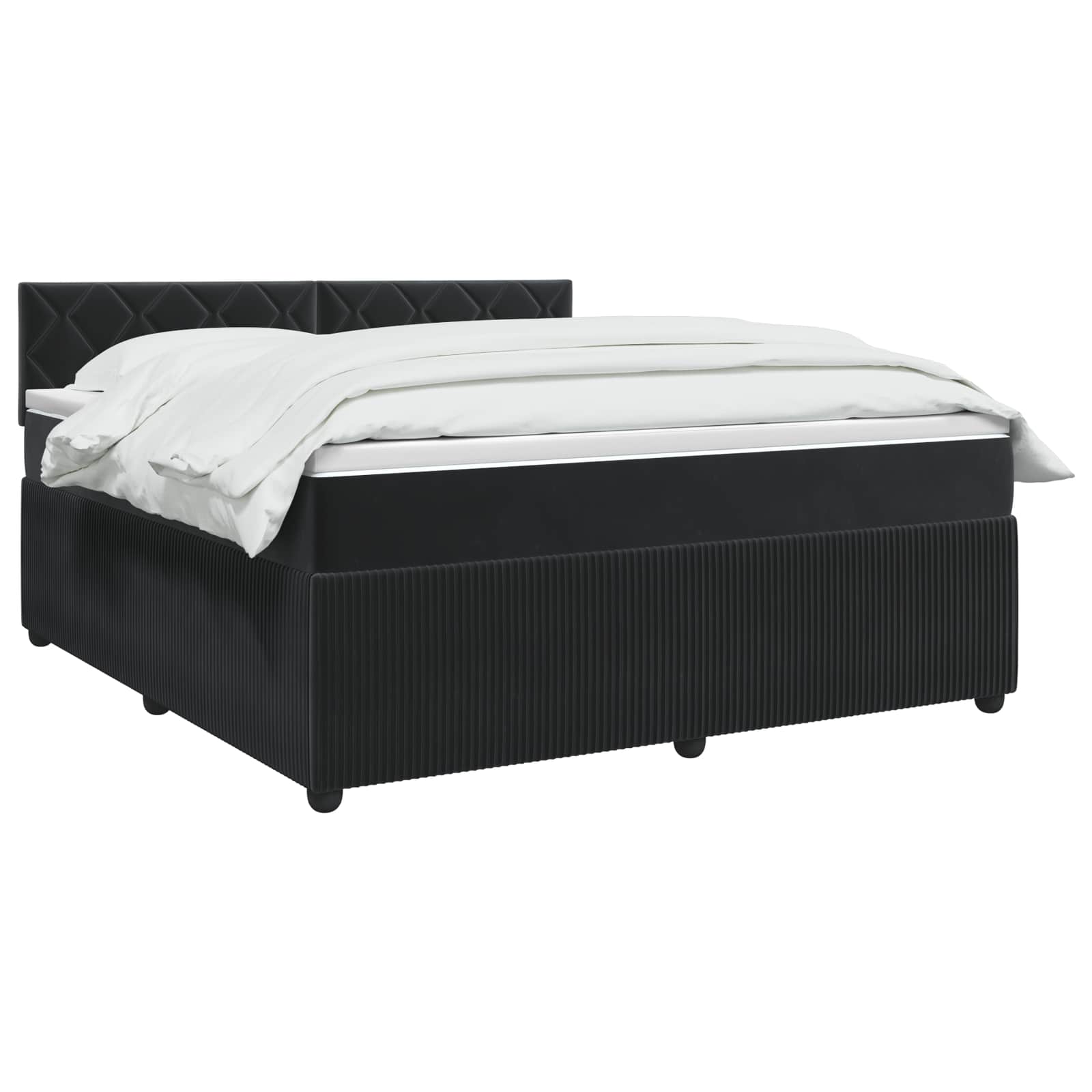 Κρεβάτι box spring με στρώμα Μαύρο 160 x 200 cm Βελούδο - Pakobazaar