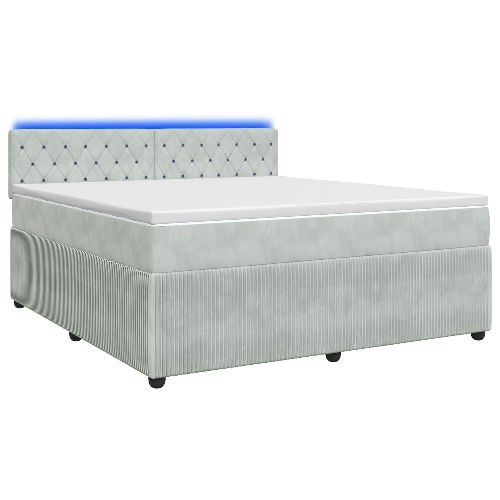 Κρεβάτι box spring με στρώμα Ανοιχτό γκρι 180 x 200 cm Βελούδο - Pakobazaar
