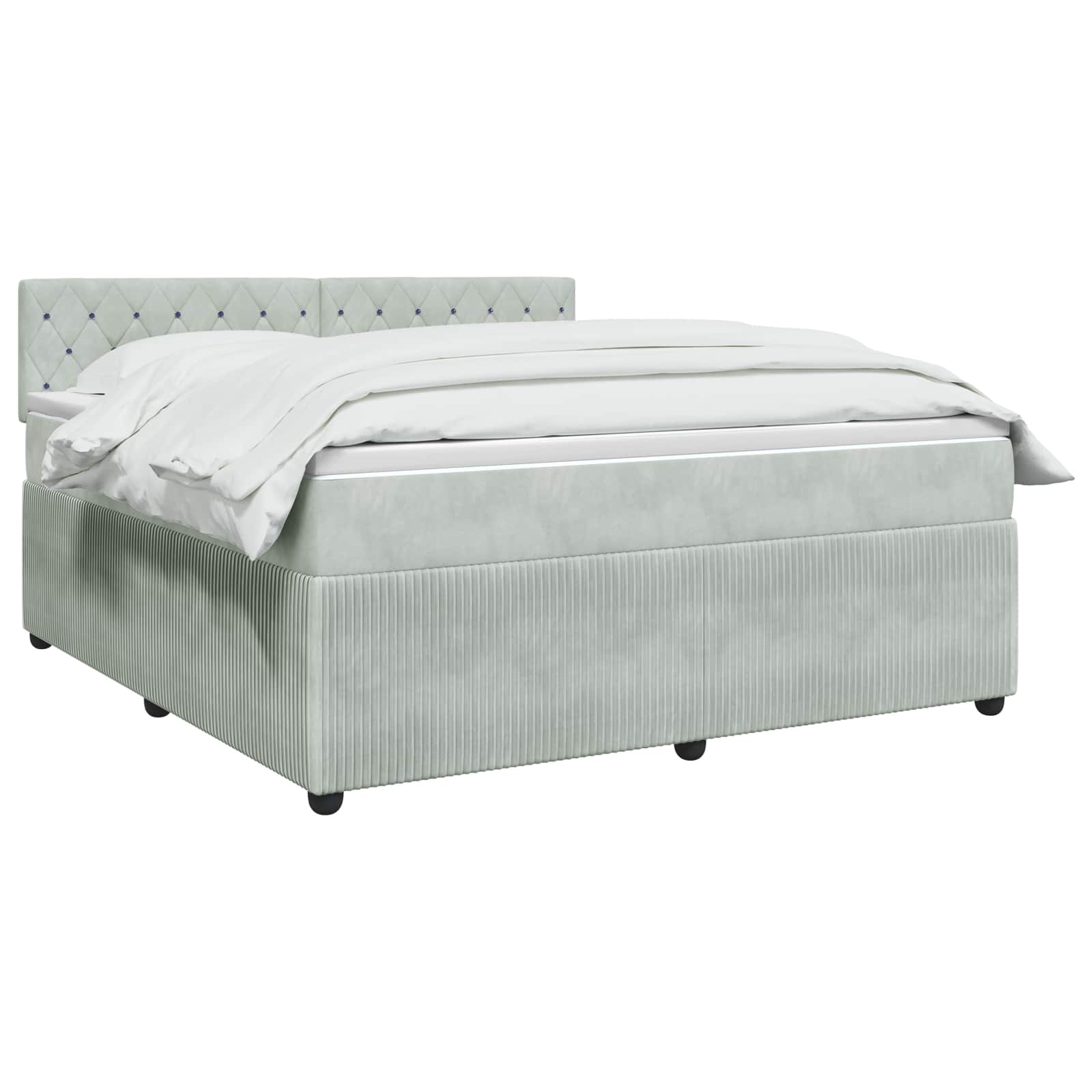 Κρεβάτι box spring με στρώμα Ανοιχτό γκρι 180 x 200 cm Βελούδο - Pakobazaar