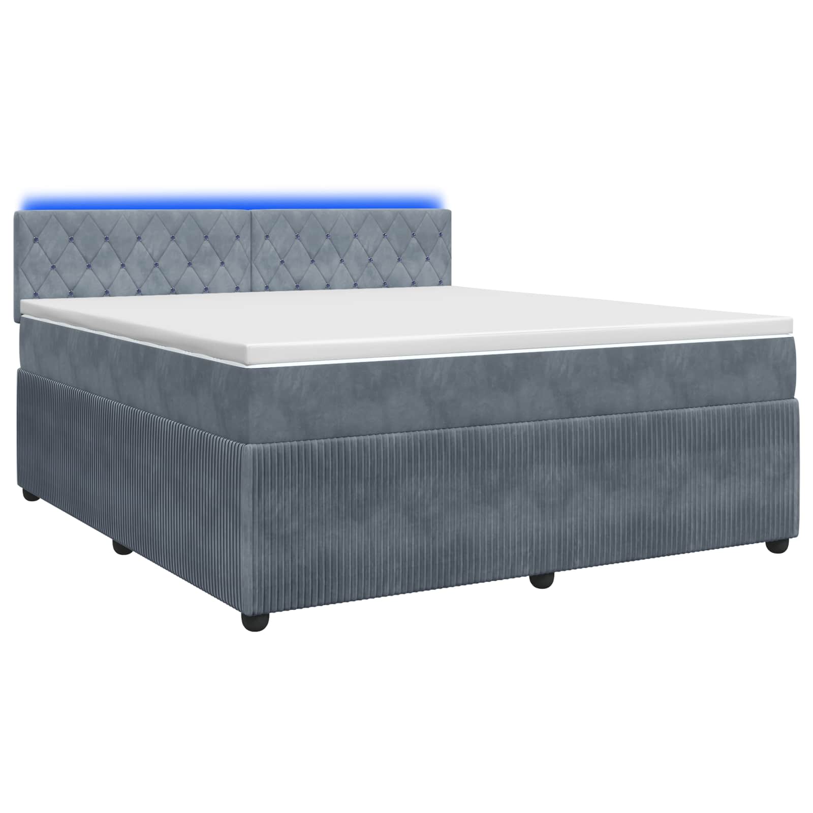 Κρεβάτι box spring με στρώμα Σκούρο Γκρι 180 x 200 cm Βελούδο - Pakobazaar