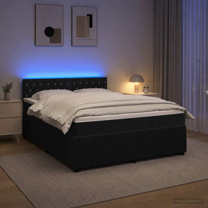 Κρεβάτι box spring με στρώμα Μαύρο 160 x 200 cm Βελούδο - Pakobazaar