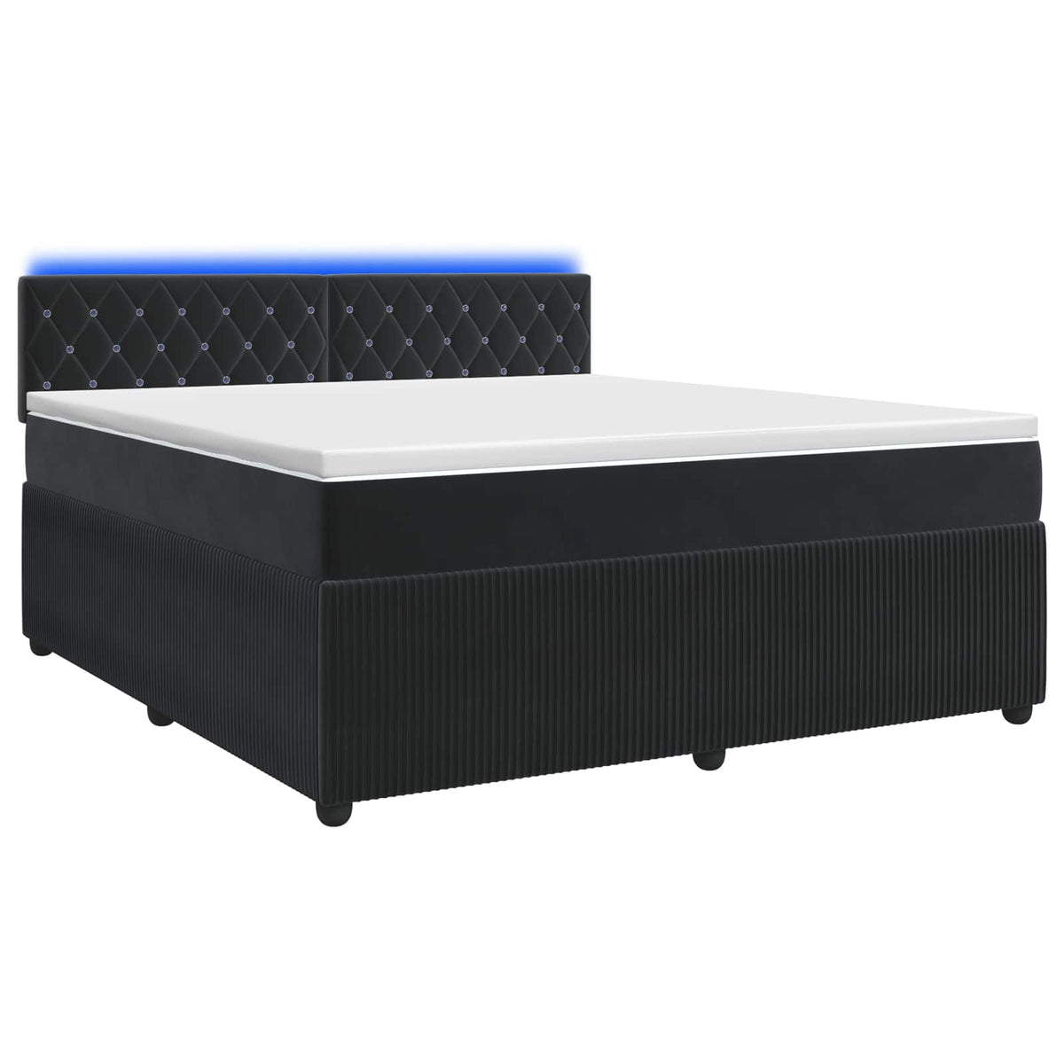 Κρεβάτι box spring με στρώμα Μαύρο 180 x 200 cm Βελούδο - Pakobazaar