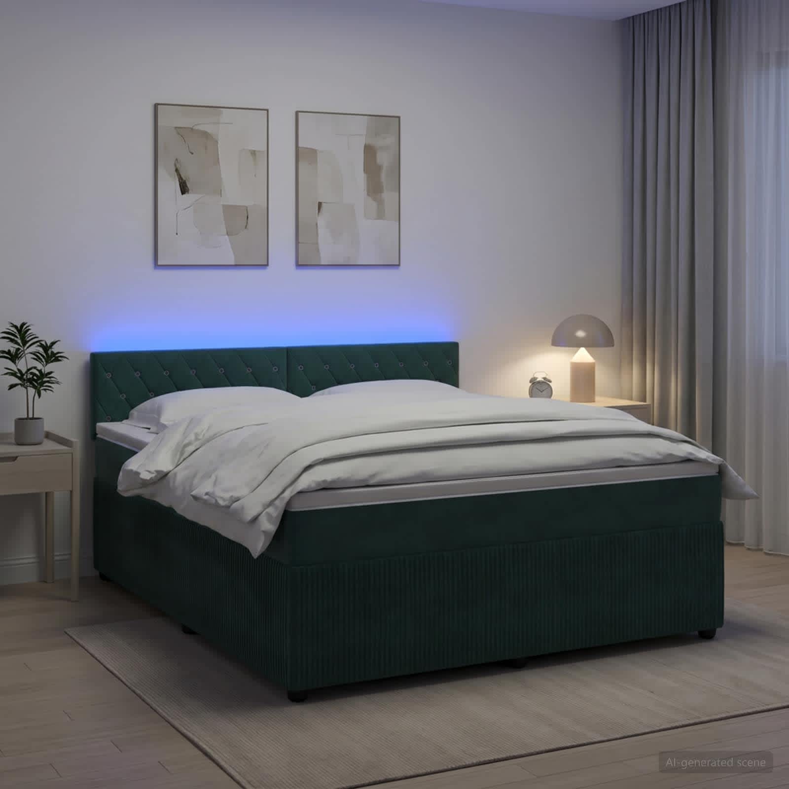 Κρεβάτι box spring με στρώμα Σκούρο Πράσινο 180 x 200 cm - Pakobazaar