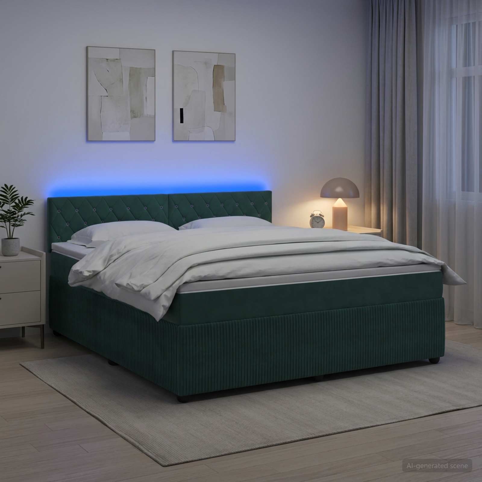 Κρεβάτι box spring με στρώμα Σκούρο Πράσινο 180 x 200 cm - Pakobazaar