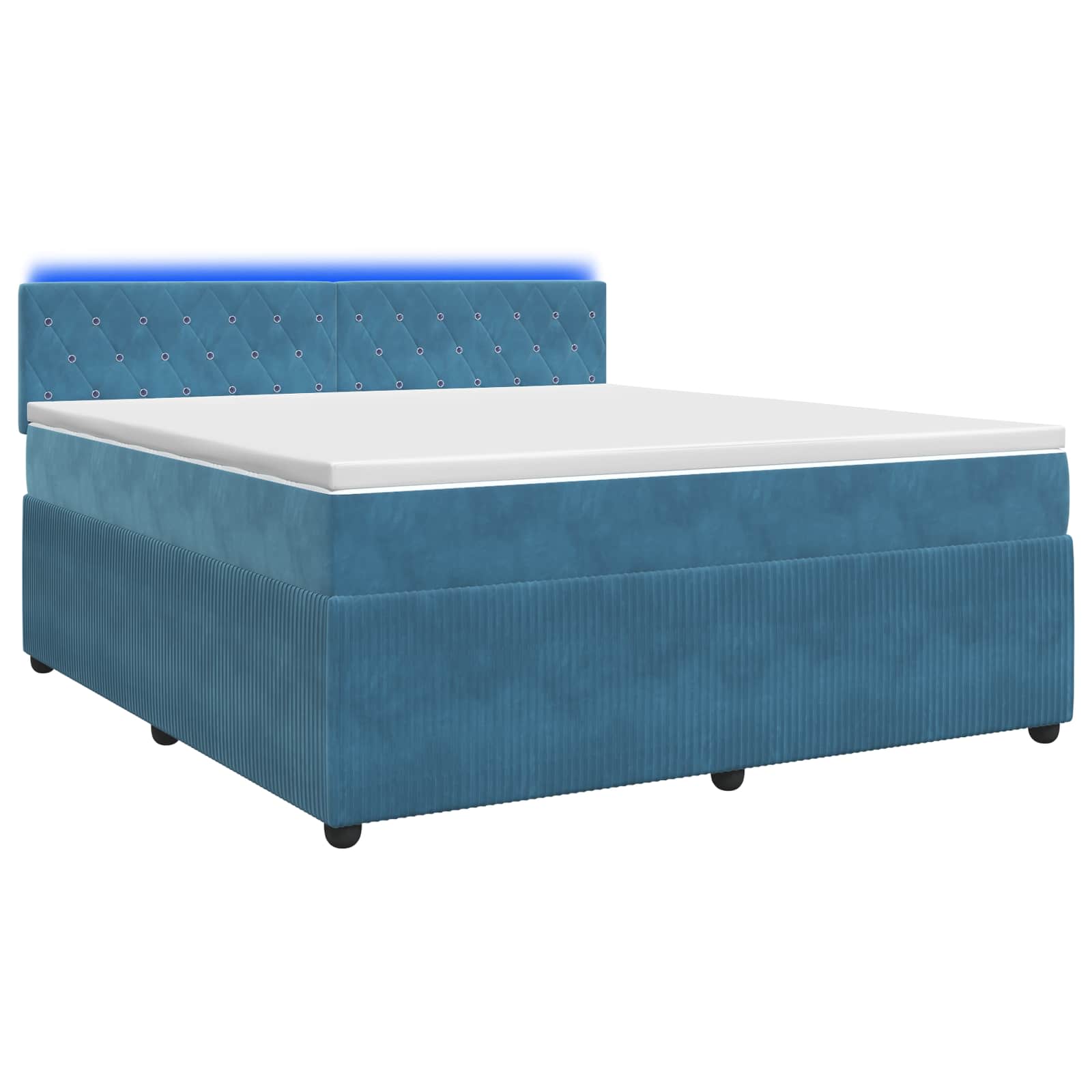 Κρεβάτι box spring με στρώμα Μπλε 180 x 200 cm Βελούδο - Pakobazaar