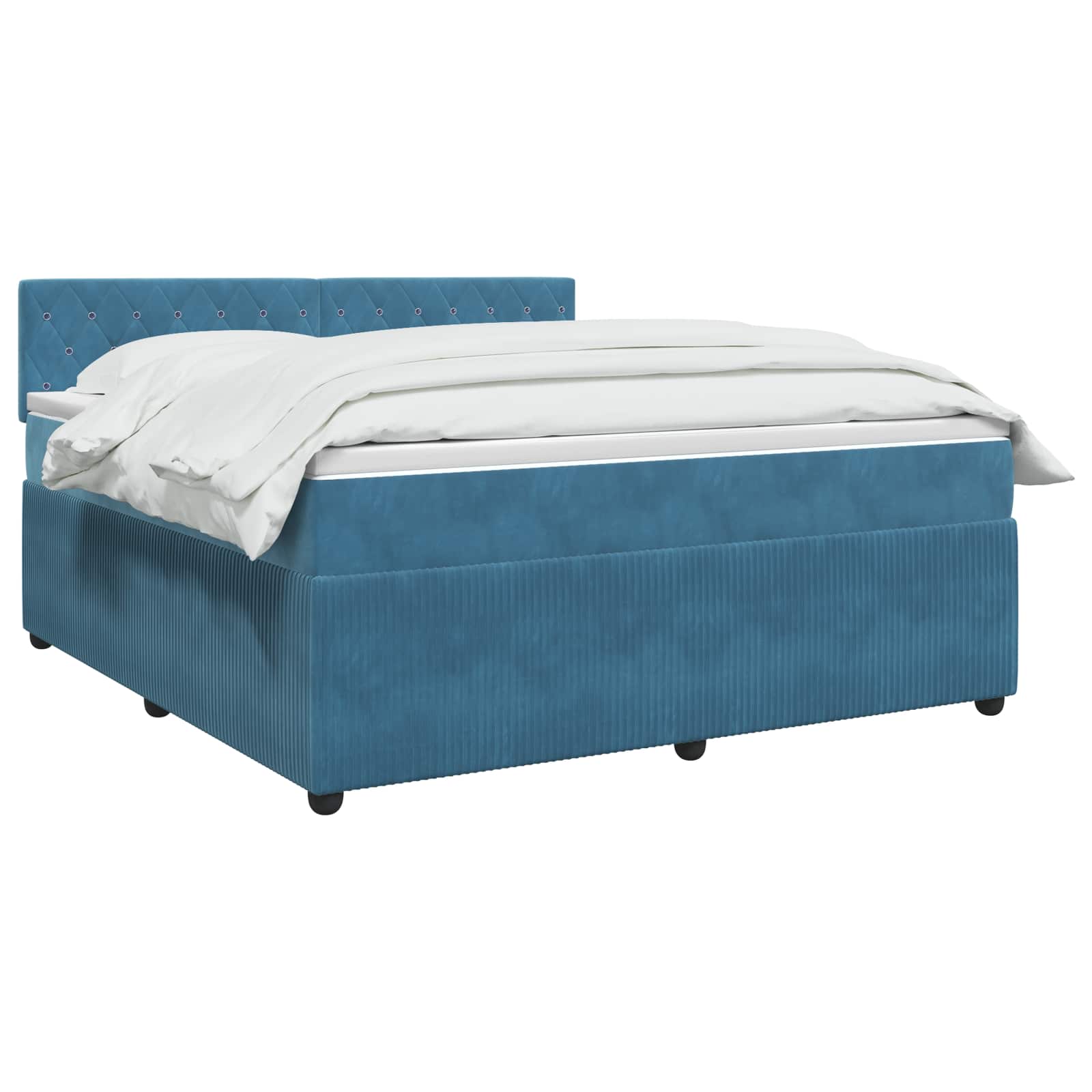 Κρεβάτι box spring με στρώμα Μπλε 180 x 200 cm Βελούδο - Pakobazaar