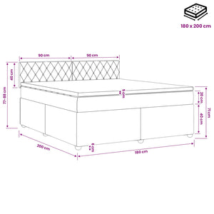 Κρεβάτι box spring με στρώμα Μπλε 180 x 200 cm Βελούδο - Pakobazaar