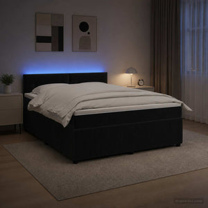 Κρεβάτι box spring με στρώμα Μαύρο 160 x 200 cm Βελούδο