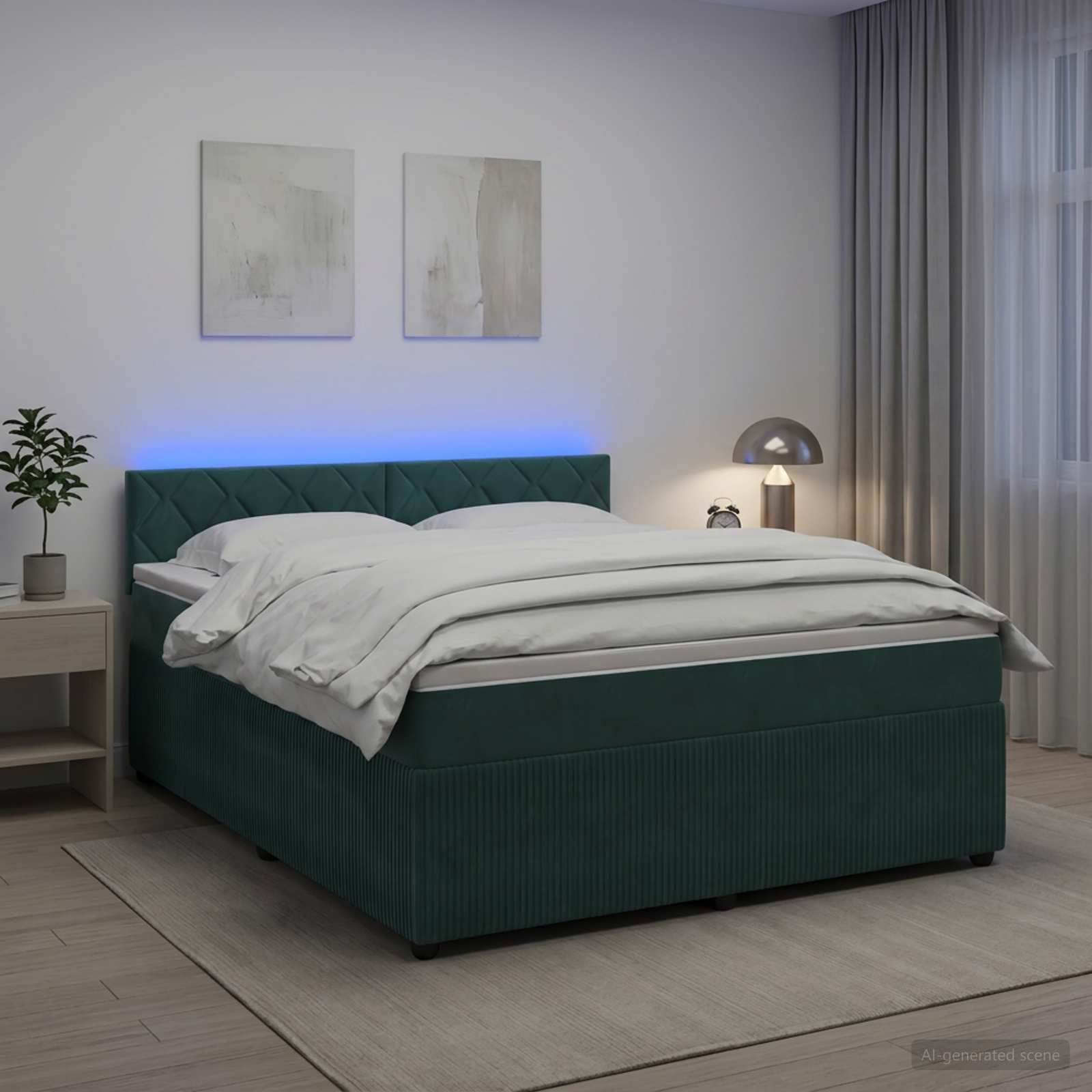 Κρεβάτι box spring με στρώμα Σκούρο Πράσινο 160 x 200 cm - Pakobazaar