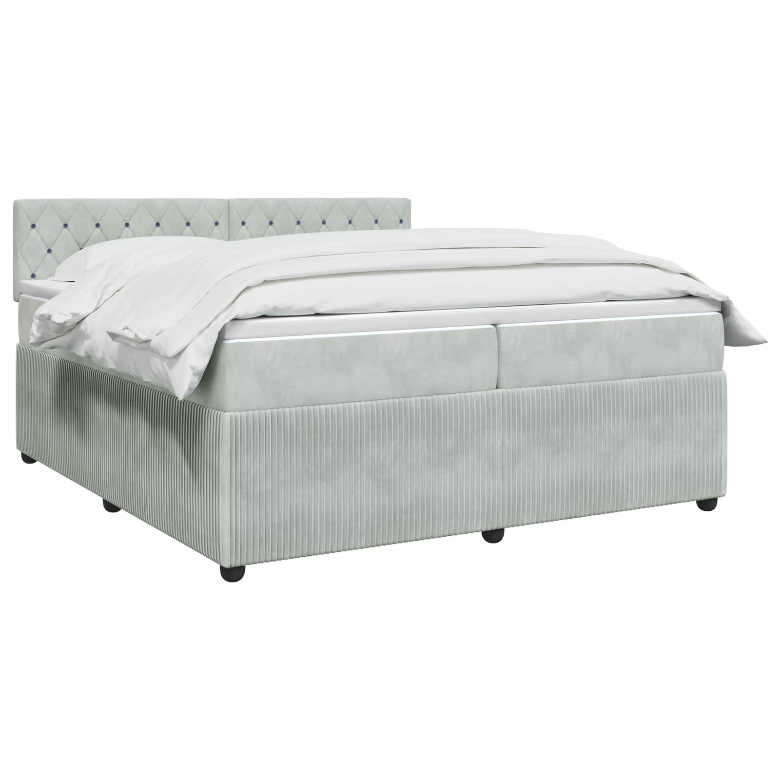 Κρεβάτι box spring με στρώμα Ανοιχτό γκρι 200 x 200 cm Βελούδο - Pakobazaar