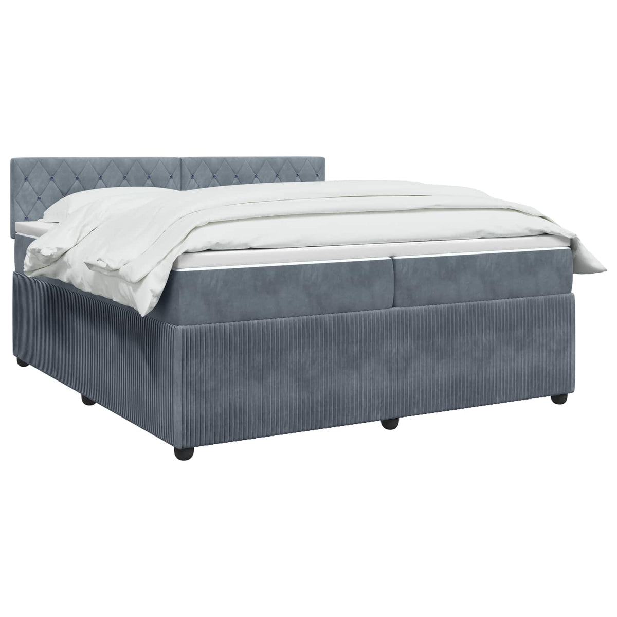 Κρεβάτι box spring με στρώμα Σκούρο Γκρι 200 x 200 cm Βελούδο - Pakobazaar