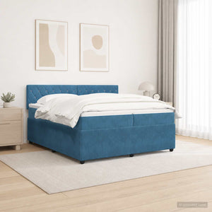 Κρεβάτι box spring με στρώμα Μπλε 200 x 200 cm Βελούδο - Pakobazaar