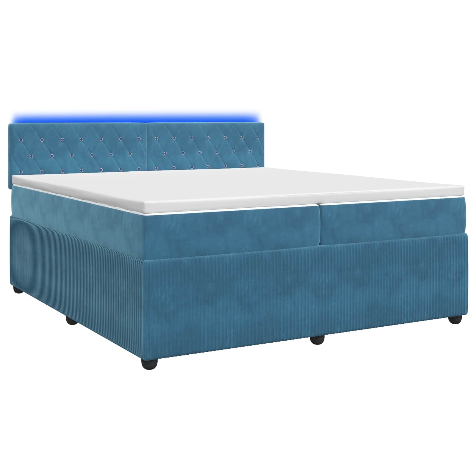 Κρεβάτι box spring με στρώμα Μπλε 200 x 200 cm Βελούδο - Pakobazaar