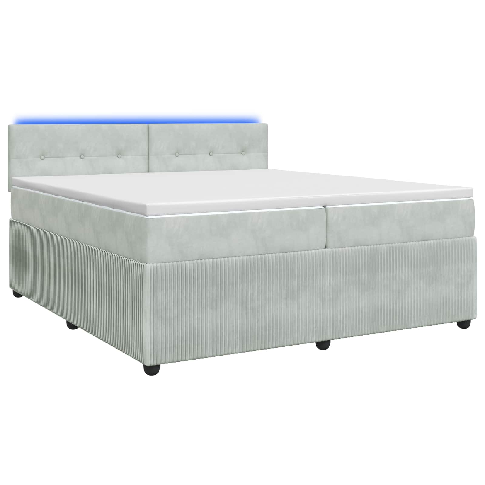 Κρεβάτι box spring με στρώμα Ανοιχτό γκρι 200 x 200 cm Βελούδο - Pakobazaar