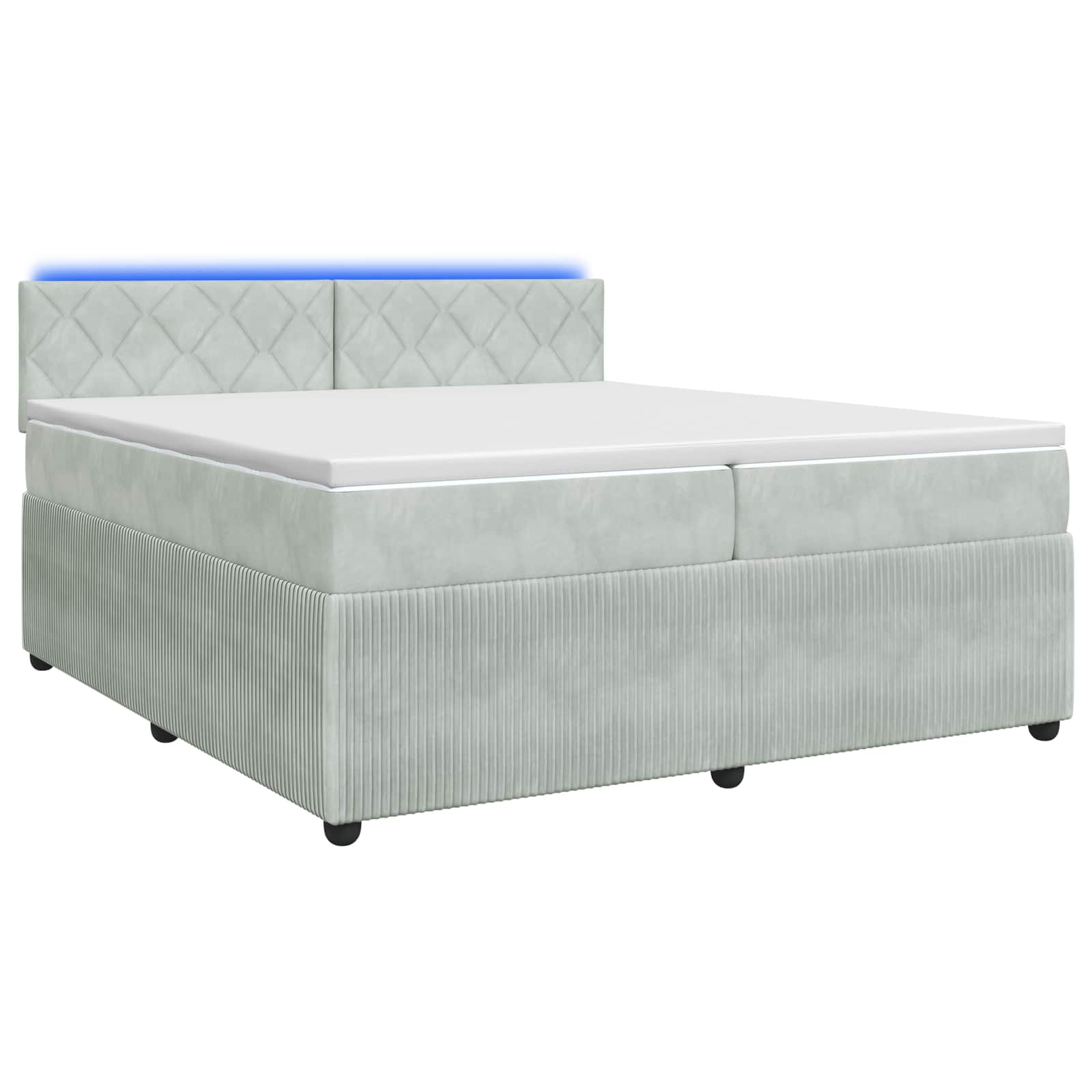 Κρεβάτι box spring με στρώμα Ανοιχτό γκρι 200 x 200 cm Βελούδο - Pakobazaar