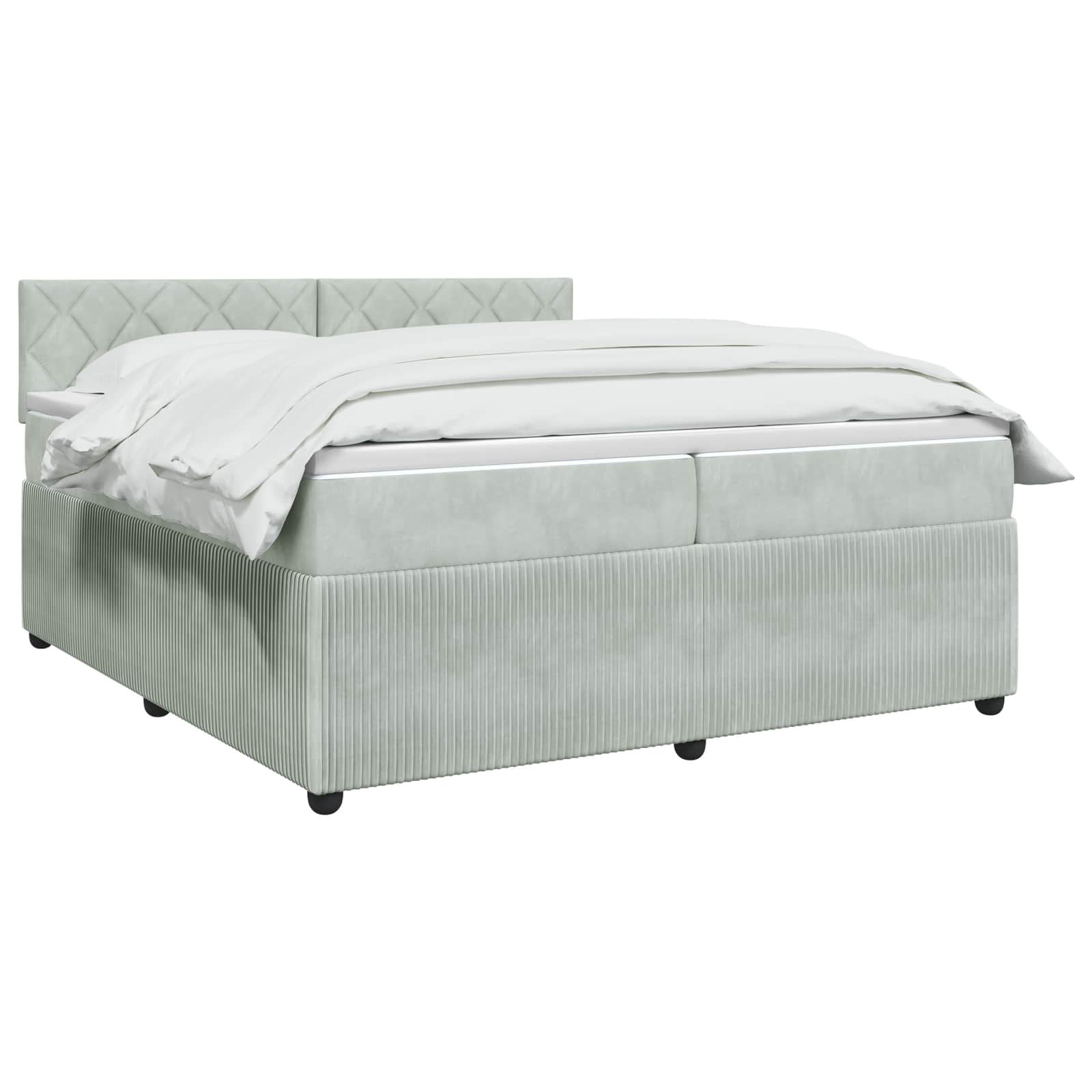 Κρεβάτι box spring με στρώμα Ανοιχτό γκρι 200 x 200 cm Βελούδο - Pakobazaar