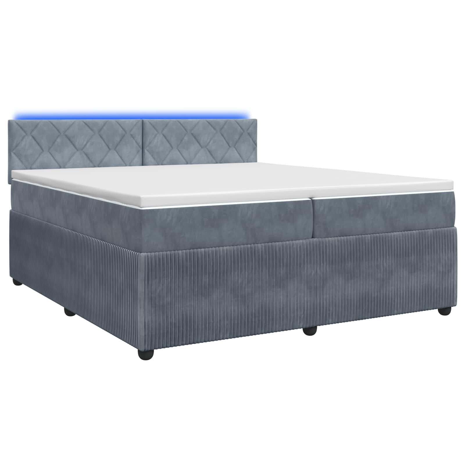 Κρεβάτι box spring με στρώμα Σκούρο Γκρι 200 x 200 cm Βελούδο