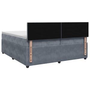 Κρεβάτι box spring με στρώμα Σκούρο Γκρι 200 x 200 cm Βελούδο
