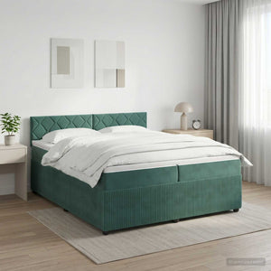 Κρεβάτι box spring με στρώμα Σκούρο Πράσινο 200 x 200 cm - Pakobazaar